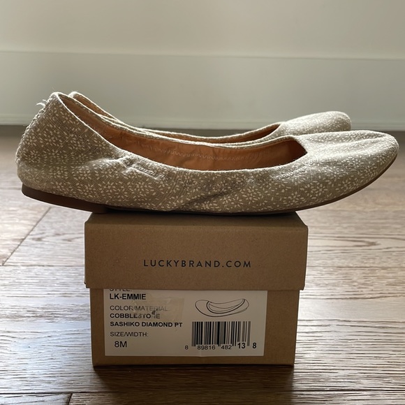 Lucky Brand Ballet Flat Size 8 Emmie Cobblestone Sashiko Diamond Print - Picture 3 of 3